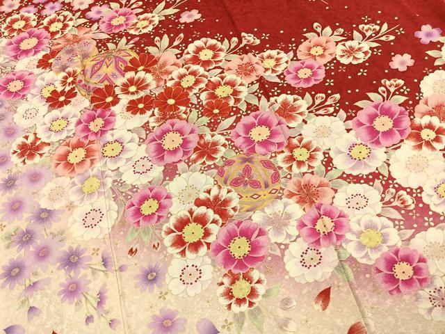 平和屋着物●豪華振袖 駒刺繍 草花鞠文 暈し染め 金彩 銀通し地 正絹 逸品 AABL2958fy