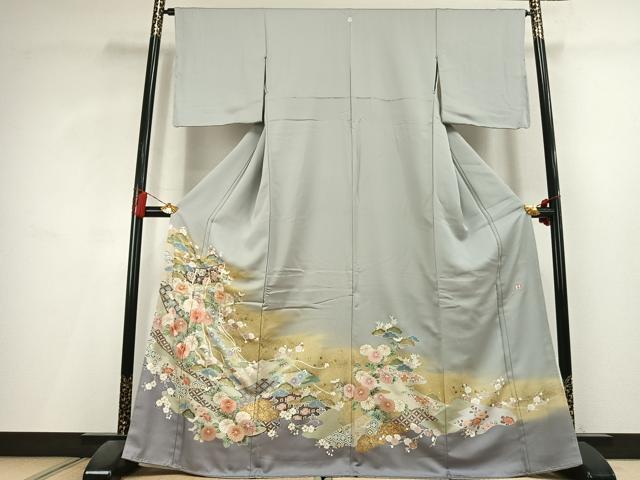 平和屋着物●豪華色留袖 作家物 駒刺繍 草花文 暈し染め 金彩 正絹 逸品 未使用 AABL2963fy