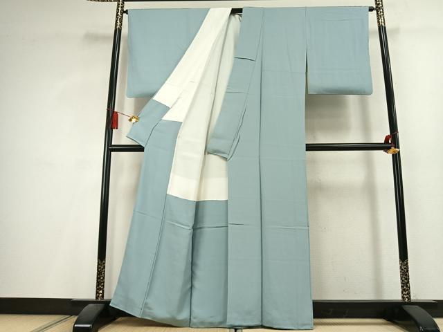 平和屋着物●上質な色無地 白藍色 正絹 逸品 AABL2967fy