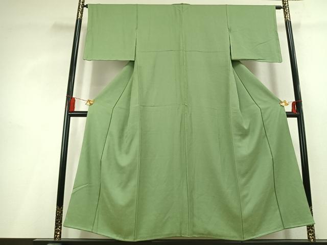 平和屋着物●上質な色無地 舞花地紋 若葉色 正絹 逸品 未使用 AABL2971fy