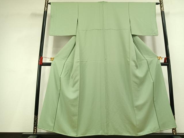 平和屋着物●上質な色無地 花尽くし地紋 夏虫色 正絹 逸品 AABL2974fy