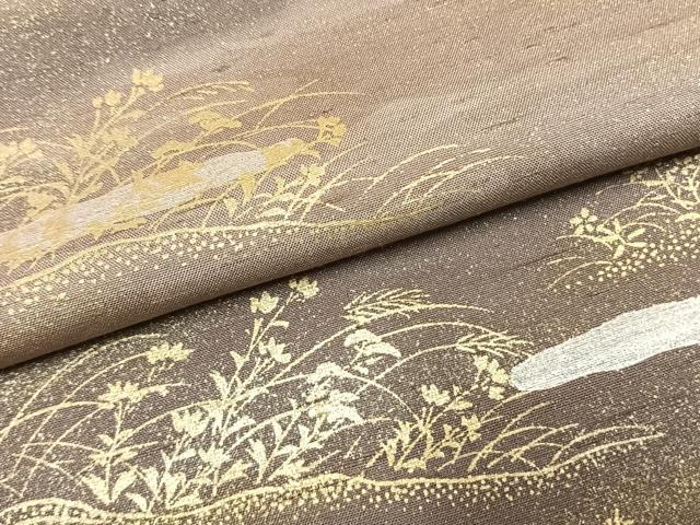 平和屋着物●石川県指定無形文化財 牛首紬 白山工房 手織り 訪問着 草花文 金銀彩 正絹 逸品 AABL2981fy