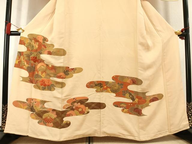平和屋着物●豪華色留袖 駒刺繍 草花文 金彩 正絹 逸品 AABL2982fy