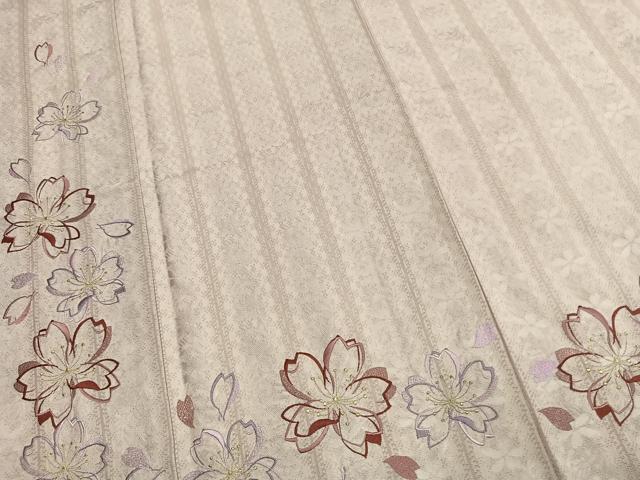 平和屋着物●訪問着 総刺繍 舞桜文 金銀糸 銀通し地 やまと誂製 正絹 逸品 AABL2983fy