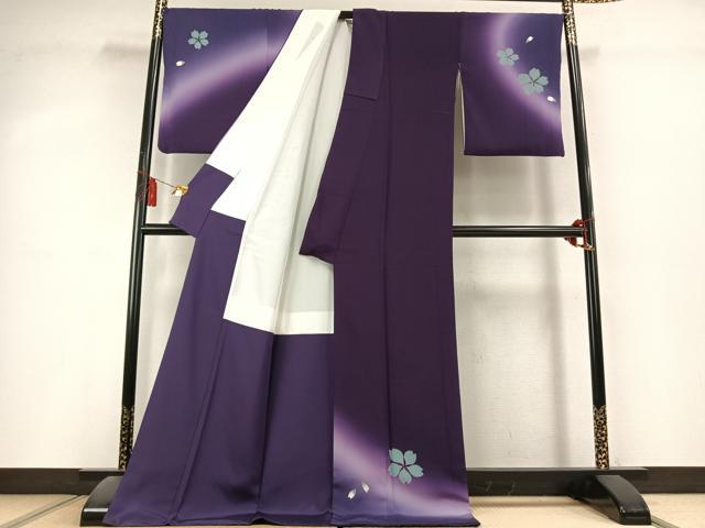 平和屋着物●世界的人形師 辻村寿三郎 ジュサブロー 訪問着 舞桜文 暈し染め ロング丈 正絹 逸品 AABL2985fy