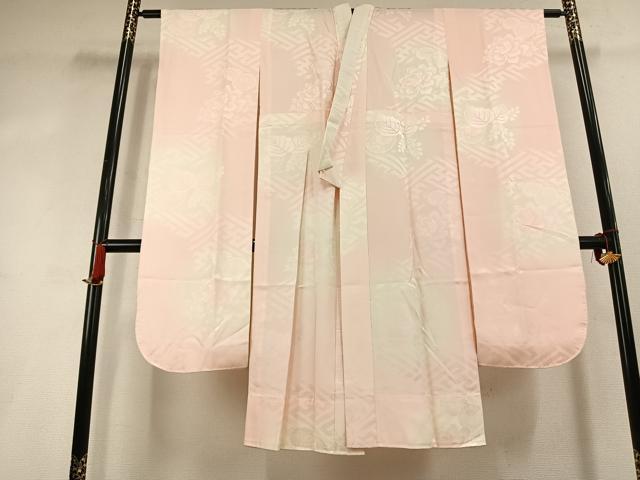 平和屋着物●振袖用長襦袢 無双仕立て 草花地紋 暈し染め 正絹 逸品 AABL2989fy