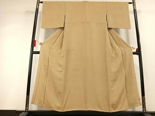 平和屋着物●上質な色無地 箔散らし地紋 枯色 正絹 逸品 AABL2996fy
