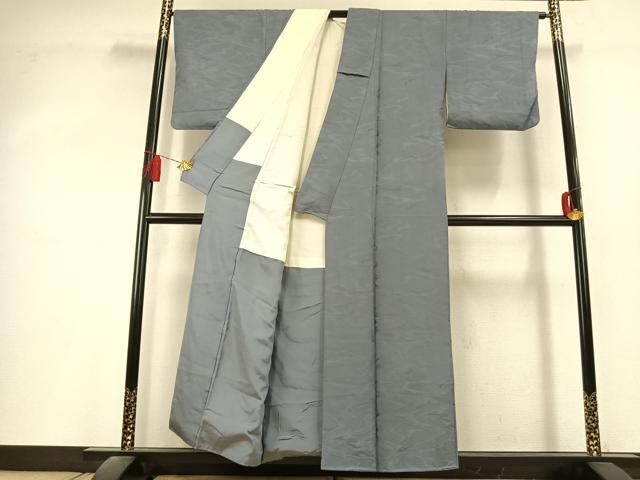 平和屋着物●上質な色無地 流水地紋 湊鼠色 正絹 逸品 AABL3001fy