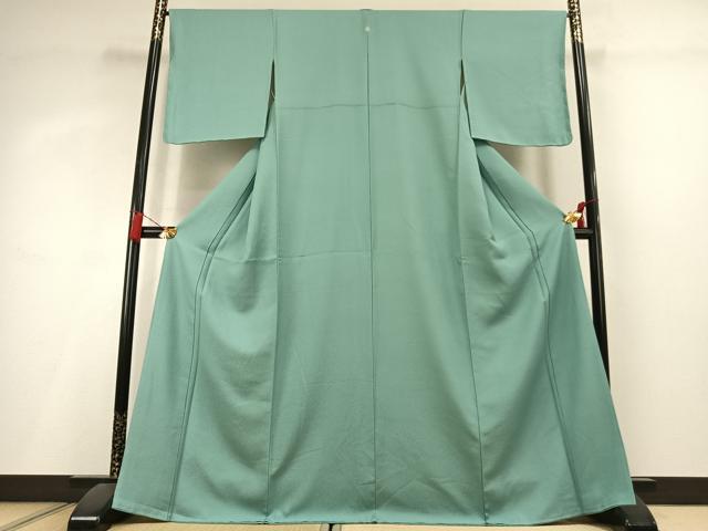 平和屋着物●上質な色無地 網目地紋 青竹色 正絹 逸品 未使用 AABL3007fy