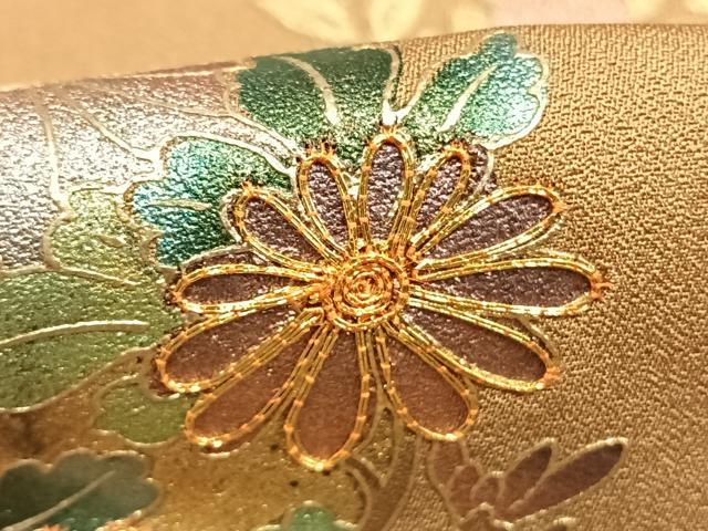 平和屋着物●訪問着 駒刺繍 草花文 暈し染め 金銀彩 正絹 逸品 AABL3012fy