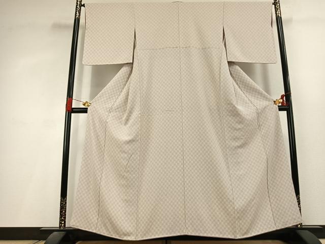 平和屋着物●上質な小紋 市松文様 正絹 逸品 AABL3015fy