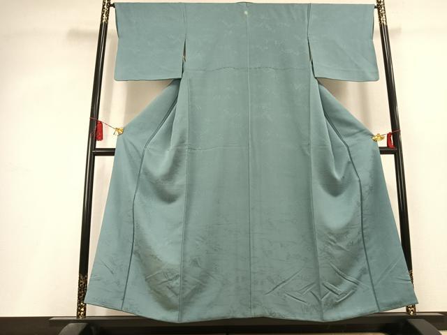 平和屋着物●上質な色無地 風景地紋 秘色色 正絹 逸品 AABL3017fy
