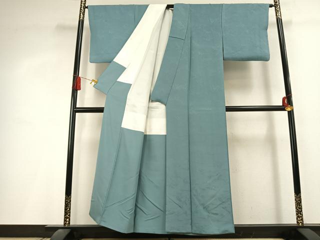 平和屋着物●上質な色無地 風景地紋 秘色色 正絹 逸品 AABL3017fy