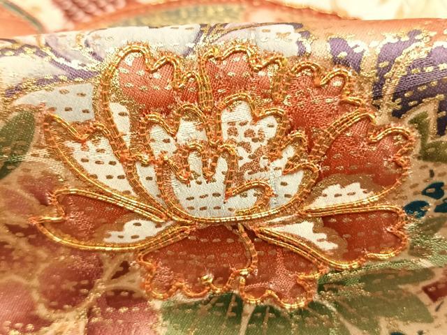 平和屋着物●豪華振袖 作家物 駒刺繍 草花文 暈し染め 金銀彩 正絹 逸品 AABL3039fy