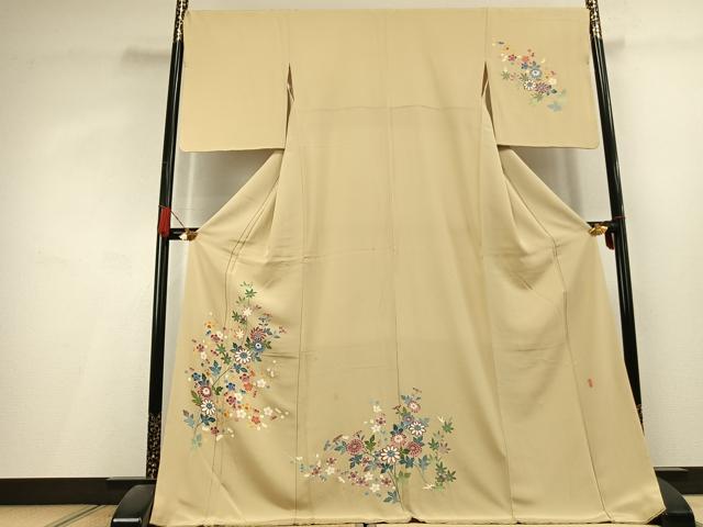 平和屋着物●本加賀友禅作家 押田正義 訪問着 枝花文 ロング丈 正絹 逸品 AABL3040fy
