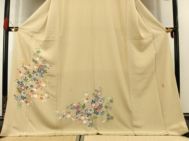 平和屋着物●本加賀友禅作家 押田正義 訪問着 枝花文 ロング丈 正絹 逸品 AABL3040fy