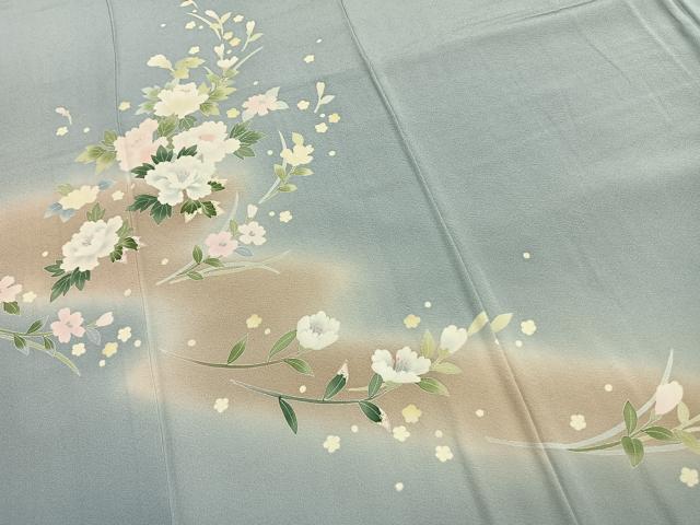 平和屋着物●本加賀友禅作家 南克治 訪問着 草花文 暈し染め ロング丈 正絹 逸品 AABL3041fy