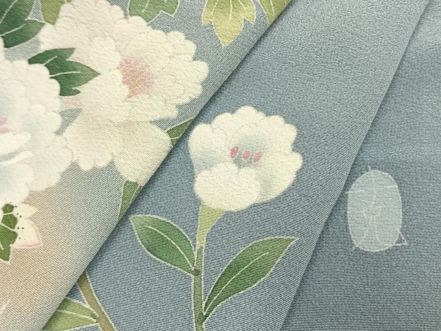 平和屋着物●本加賀友禅作家 南克治 訪問着 草花文 暈し染め ロング丈 正絹 逸品 AABL3041fy