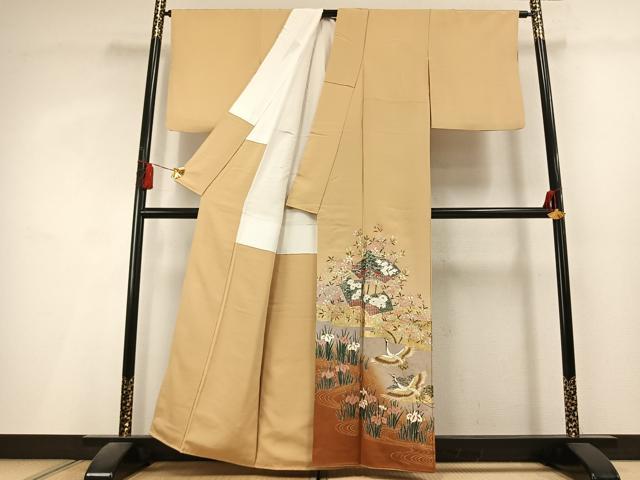 平和屋着物●豪華色留袖 地紙花鳥文 暈し染め 金銀彩 正絹 逸品 AABL3048fy