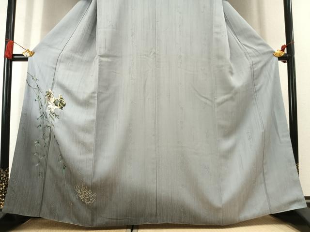 平和屋着物●色留訪問着 刺繍 飛鳥文 暈し染め 金銀彩 銀糸 正絹 逸品 AABL3053fy