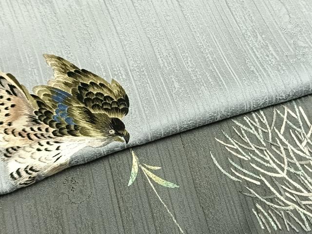 平和屋着物●色留訪問着 刺繍 飛鳥文 暈し染め 金銀彩 銀糸 正絹 逸品 AABL3053fy