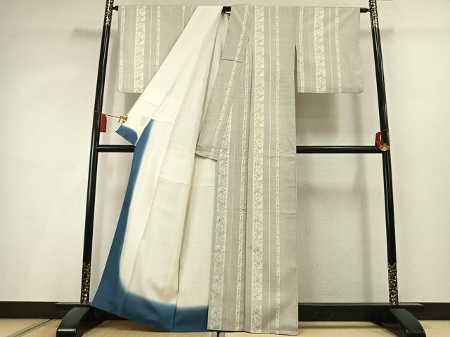 平和屋着物●本塩沢 150亀甲 花間道 正絹 逸品 AABL3059fy