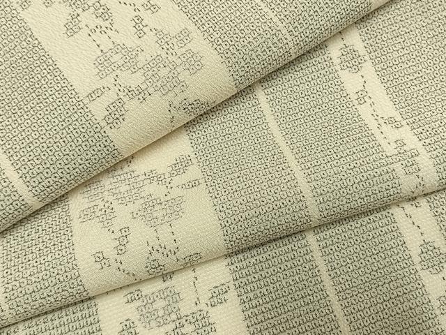 平和屋着物●本塩沢 150亀甲 花間道 正絹 逸品 AABL3059fy