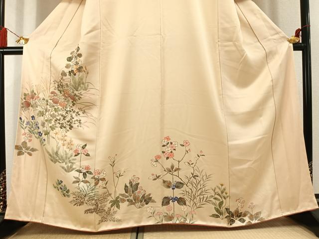 平和屋着物●訪問着 草花文 金彩 正絹 逸品 AABL3066fy