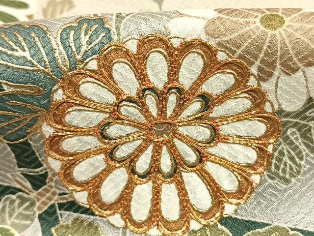 平和屋着物●訪問着 駒刺繍 草花文 暈し染め 金彩 正絹 逸品 AABL3067fy