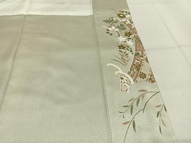 平和屋着物●訪問着 駒刺繍 草花文 暈し染め 金彩 正絹 逸品 AABL3067fy