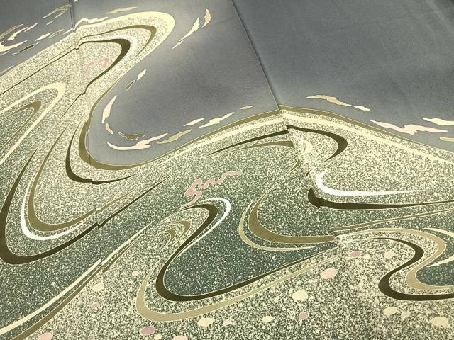 平和屋着物●訪問着 流水文 暈し染め 正絹 逸品 AABL3069fy