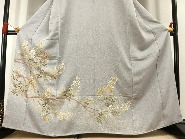 平和屋着物●訪問着 刺繍 枝花文 たたき染め 金彩 正絹 逸品 AABL3070fy
