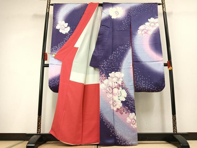 平和屋着物●豪華振袖 舞花文 暈し染め 正絹 逸品 AABL3077fy
