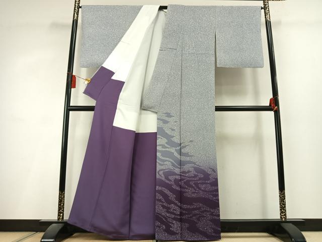 平和屋着物●染色作家 奥田祐斎 色留袖 風景文 暈し染め たたき染め 金銀彩 正絹 逸品 AABL3079fy
