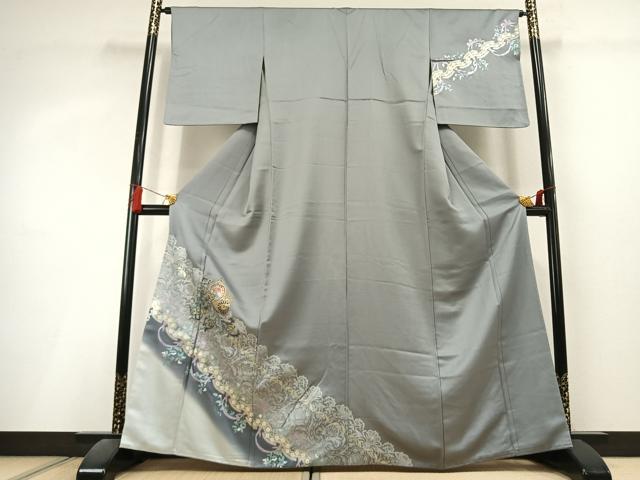 平和屋着物●訪問着 吉祥花文 ラインストーン 暈し染め 金彩 正絹 逸品 AABL3080fy