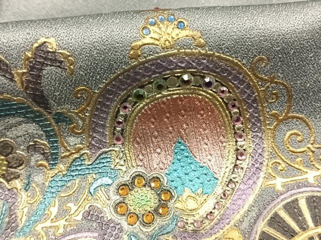 平和屋着物●訪問着 吉祥花文 ラインストーン 暈し染め 金彩 正絹 逸品 AABL3080fy