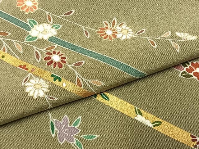 平和屋着物●訪問着 草花文 金彩 鈴乃屋扱い 正絹 逸品 AABL3083fy