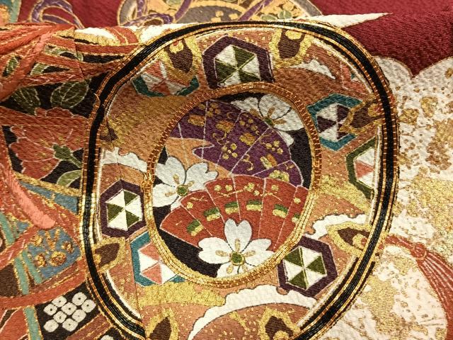 平和屋着物●豪華振袖 駒刺繍 鼓花文 暈し染め 金彩 正絹 逸品 AABL3084fy