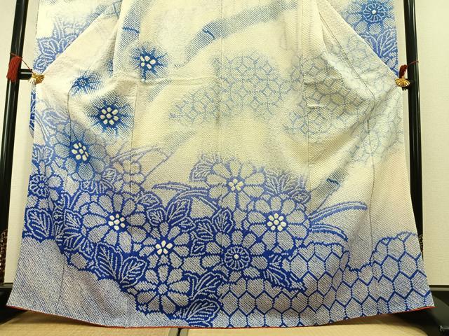 平和屋着物●豪華振袖 総絞り 舞花文 暈し染め 正絹 逸品 AABL3085fy