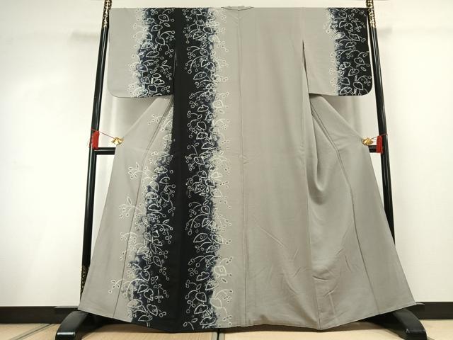平和屋着物●訪問着 絞り 枝葉文 暈し染め 正絹 逸品 未使用 AABL3087fy