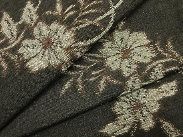 平和屋着物▼上質な紬 草花文 正絹 逸品 AABL3088fy