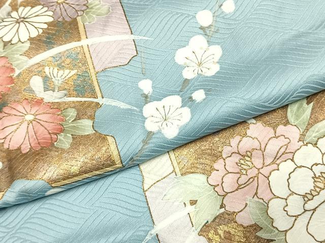 平和屋着物●洗える最高級着物 <英>はなぶさ謹製 訪問着 色紙重ね花文 金彩 洗える着物 AABL3092fy