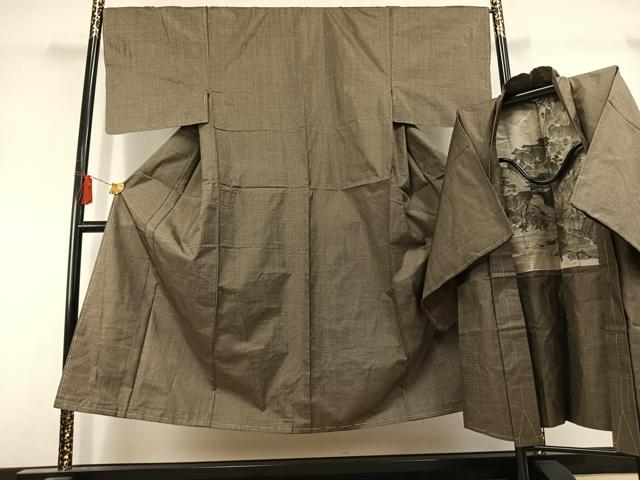 平和屋着物●男性 本場大島紬 アンサンブル 100亀甲 総詰め 正絹 逸品 未使用 AABL3106fy