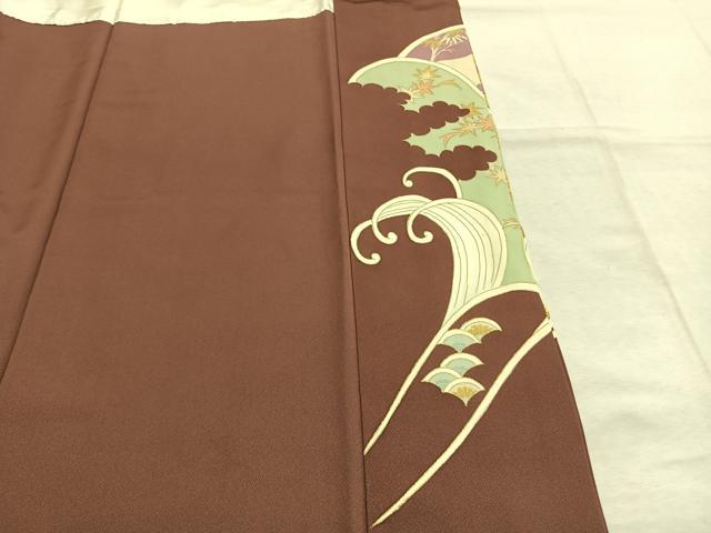 平和屋着物●豪華色留袖 駒刺繍 宝尽くし花唐草文 金彩 正絹 逸品 AABL3107fy
