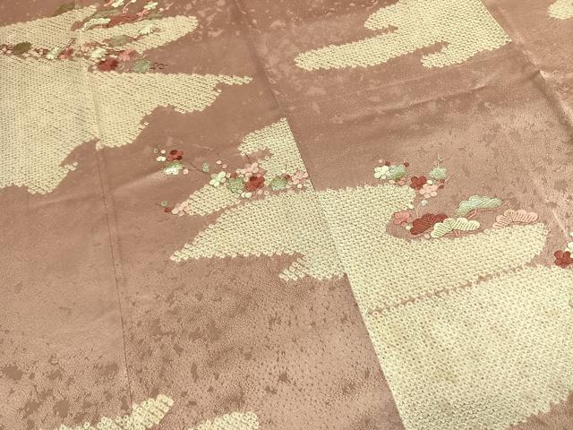 平和屋着物●訪問着 絞り 刺繍 枝梅松文 金糸 銀彩 正絹 逸品 AABL3109fy