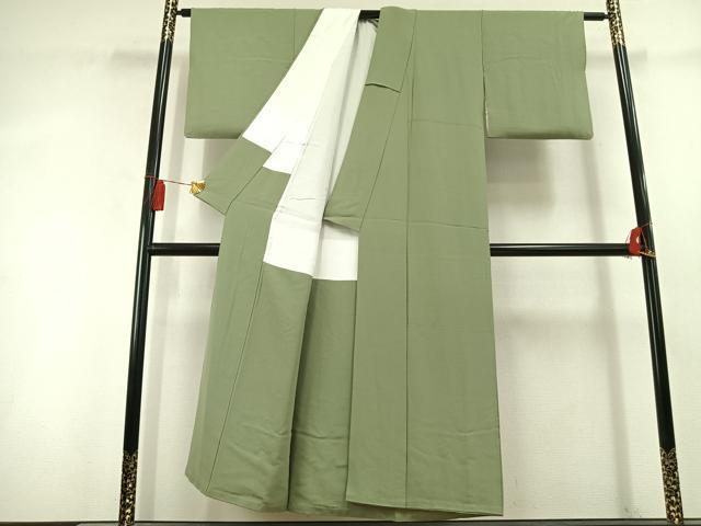 平和屋着物●本草木染作家 瑞寶 色無地 山葵色 正絹 逸品 AABL3115fy