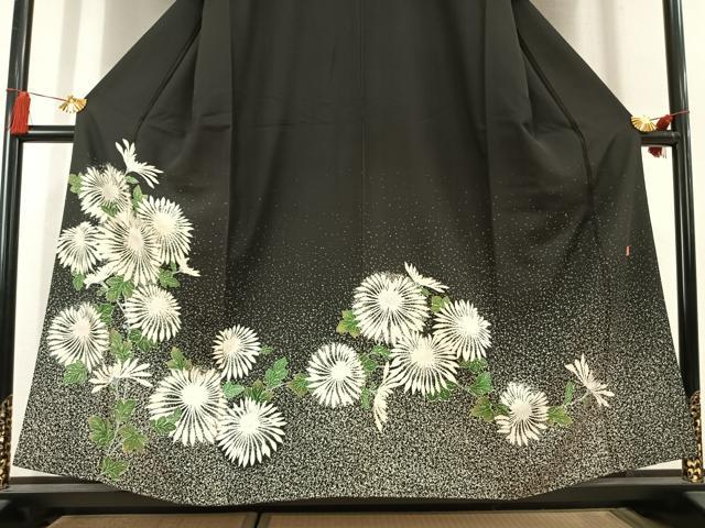 平和屋着物●豪華黒留袖 作家物 刺繍 草花文 正絹 逸品 未使用 AABL3123fy