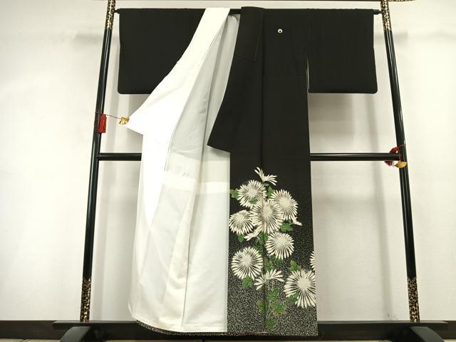 平和屋着物●豪華黒留袖 作家物 刺繍 草花文 正絹 逸品 未使用 AABL3123fy