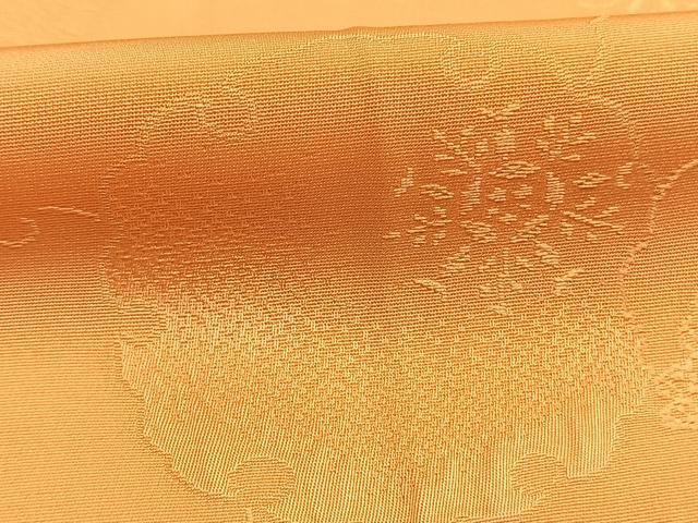 平和屋着物●上質な色無地 雪輪重ね花地紋 洒落柿色 正絹 逸品 AABL3124fy