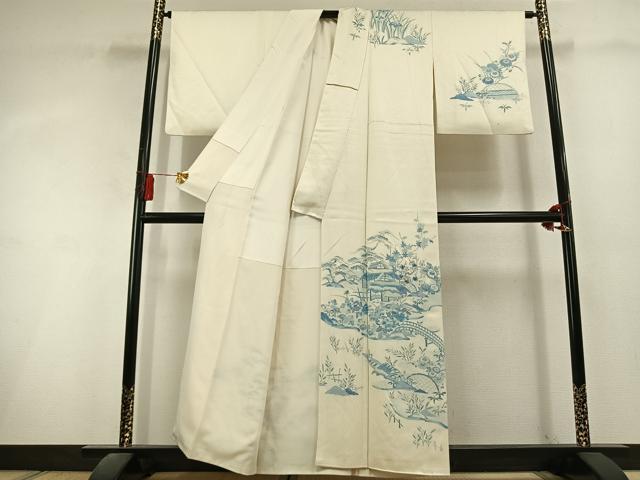 平和屋着物●訪問着 松竹梅 風景文 暈し染め 金彩 正絹 逸品 AABL3127fy